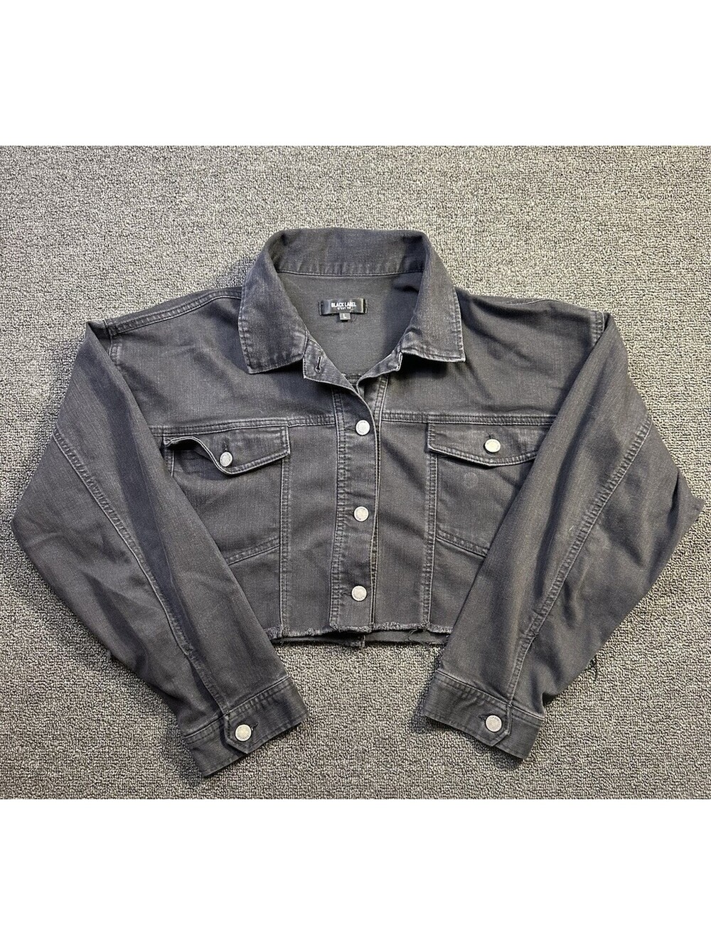 Black Label by C’est Toi Cropped Black Denim Jacket Sz L